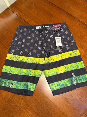 Pelagic Sharkskin Board Shorts Swim Trunks Hydro Repel Mens Size 30 Performance